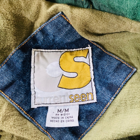Vintage Current Seen Denim Jean Jacket Tapestry M - Picture 7 of 8